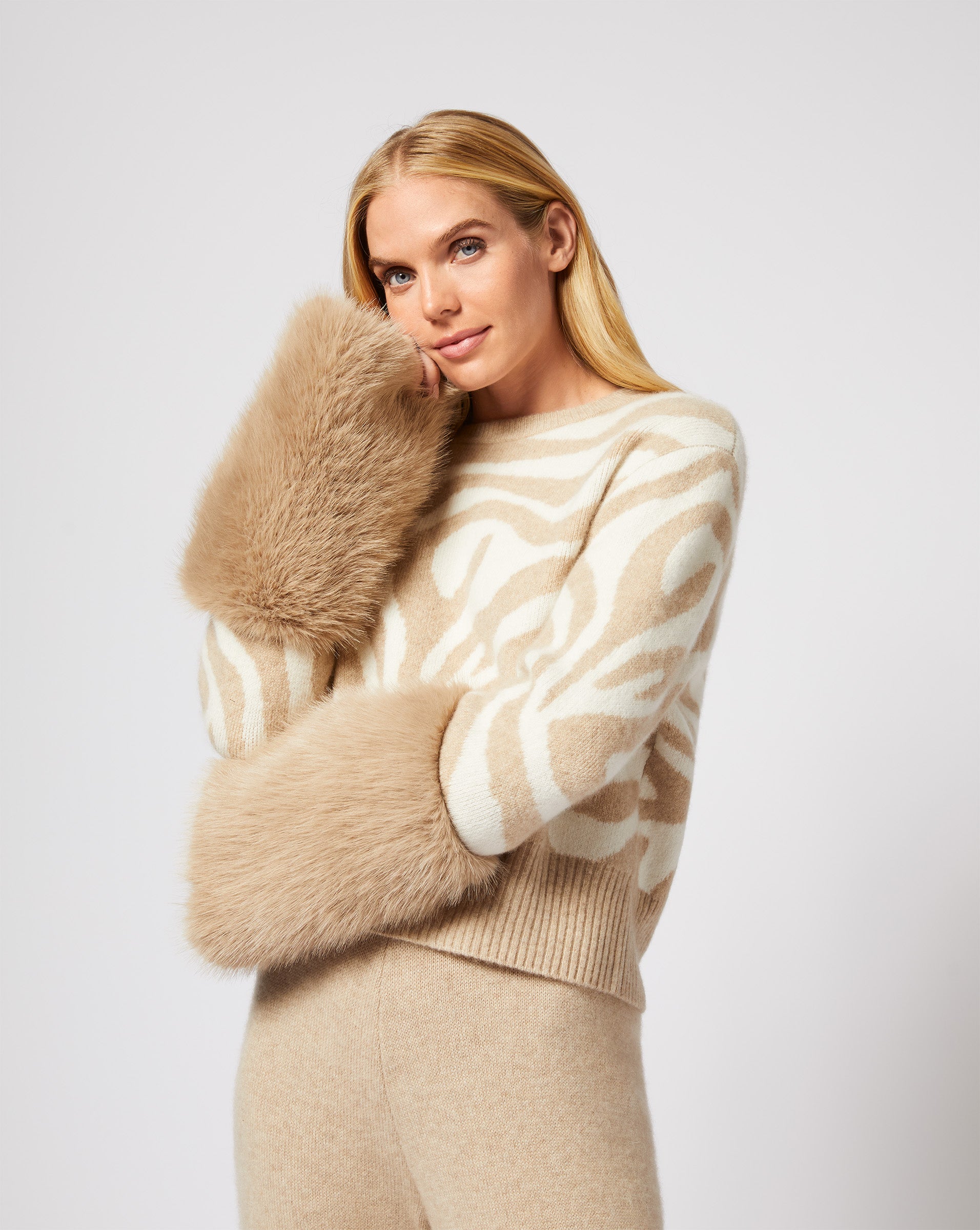 Faux fur cuff jumper best sale